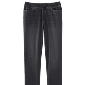 J. Jill Pure Jill Pull-On Knit Cropped Jeans Comfy Large Petite Dark Gray Wash